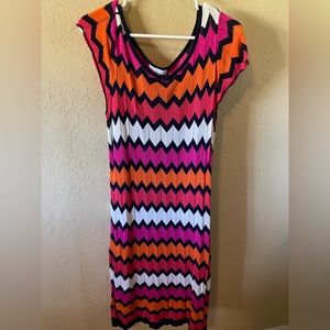 Roz & Ali Mid Length Chevron Print Dress